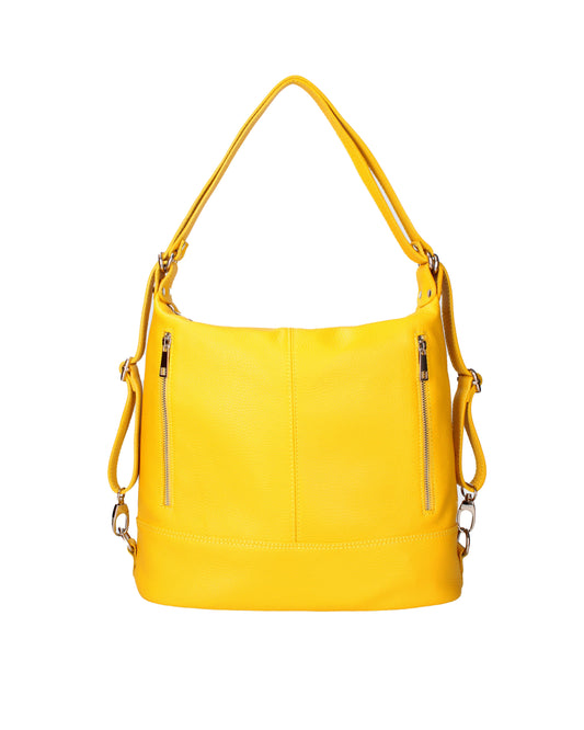 Borsa a spalla convertibile in zaino da donna In Vera pelle | Viola Castellani | VC220713523FBG-D04_GIALLO