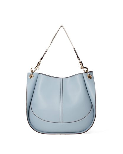 Borsa a spalla da donna 100% recycled leather | Viola Castellani | VC220722423FBG-Cielo