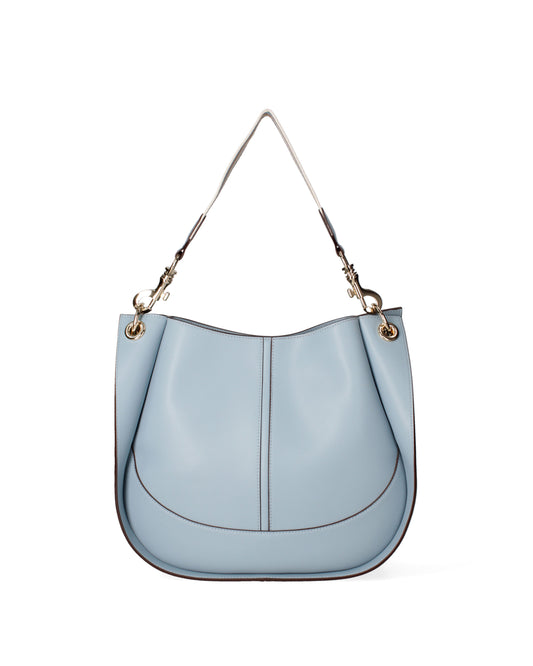 Borsa a spalla da donna 100% recycled leather | Viola Castellani | VC220722423FBG-Cielo