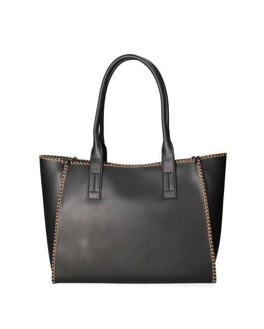 Borsa a spalla da donna 100% recycled leather | Viola Castellani | VC220722523FBG-Nero