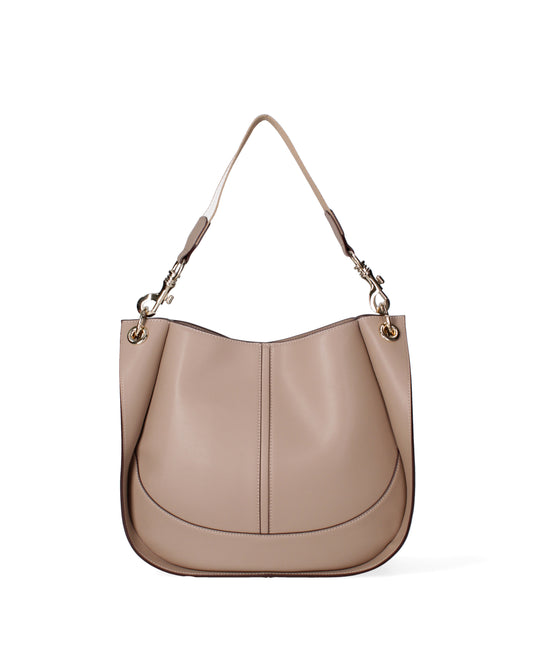 Borsa a spalla da donna 100% recycled leather | Viola Castellani | VC220722423FBG-Taupe