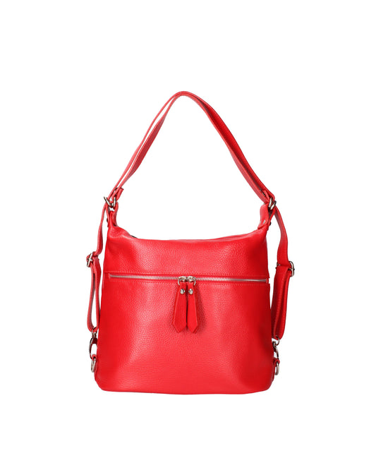 Borsa a spalla convertibile in zaino da donna In Vera pelle | Viola Castellani | VC220713623FBG-D58_ROSSO_FUOCO
