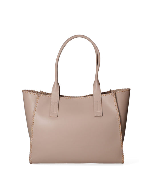 Borsa a spalla da donna 100% recycled leather | Viola Castellani | VC220722523FBG-Taupe