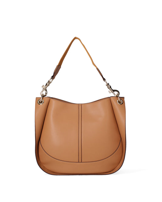 Borsa a spalla da donna 100% recycled leather | Viola Castellani | VC220722423FBG-Cuoio