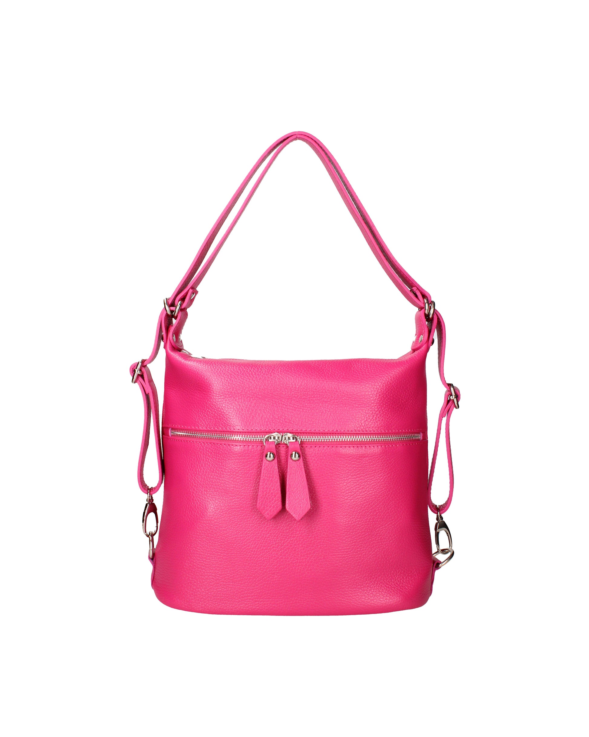 Borsa a spalla convertibile in zaino da donna In Vera pelle | Viola Castellani | VC220713623FBG-D02_FUXIA