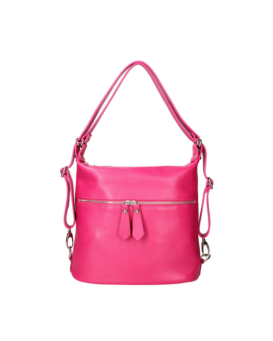 Borsa a spalla convertibile in zaino da donna In Vera pelle | Viola Castellani | VC220713623FBG-D02_FUXIA