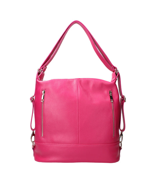 Borsa a spalla convertibile in zaino da donna In Vera pelle | Viola Castellani | VC220713523FBG-D02_FUXIA