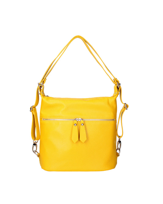 Borsa a spalla convertibile in zaino da donna In Vera pelle | Viola Castellani | VC220713623FBG-D04_GIALLO