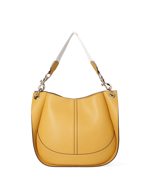 Borsa a spalla da donna 100% recycled leather | Viola Castellani | VC220722423FBG-Light_yellow