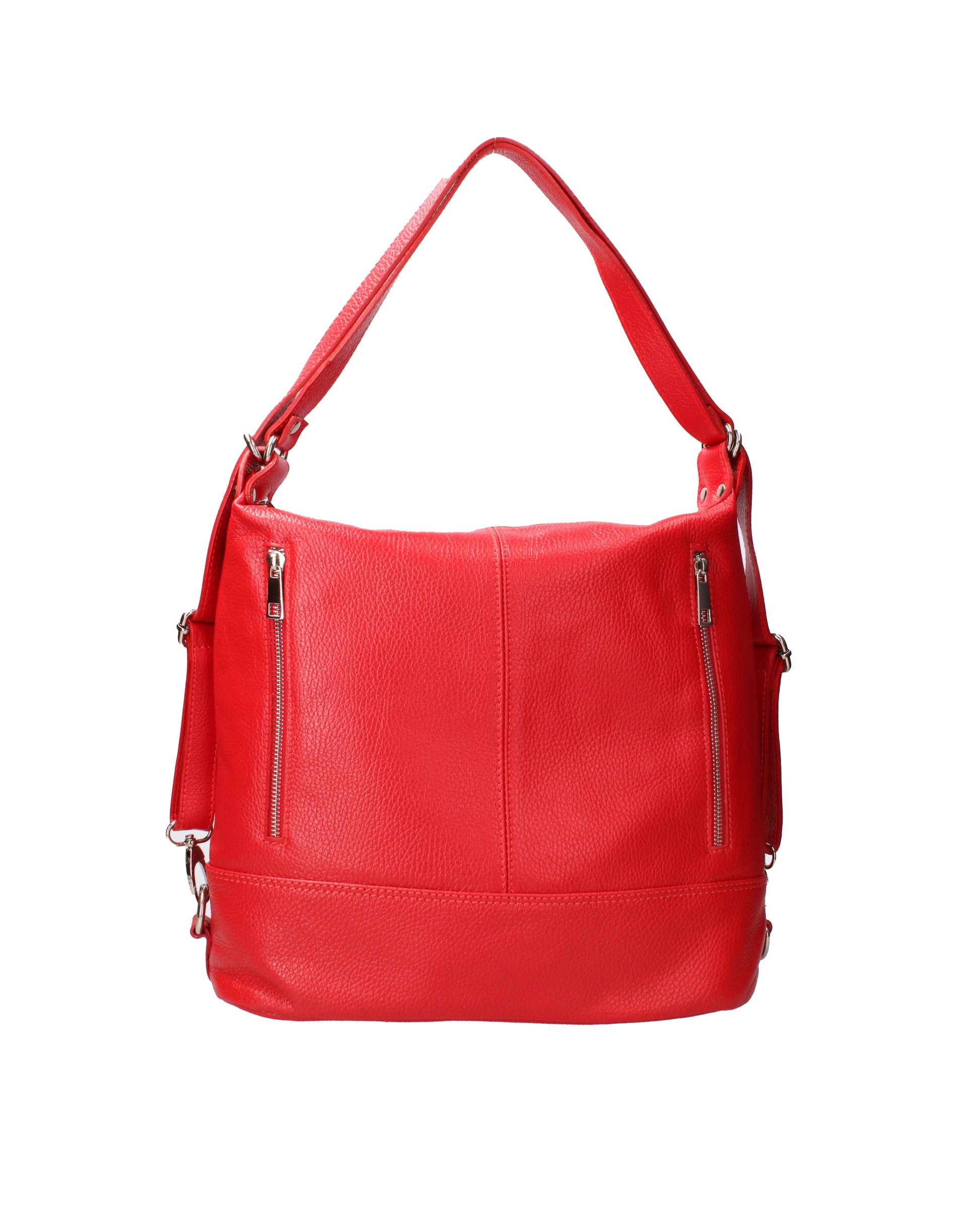 Borsa a spalla convertibile in zaino da donna In Vera pelle | Viola Castellani | VC220713523FBG-D58_ROSSO_FUOCO