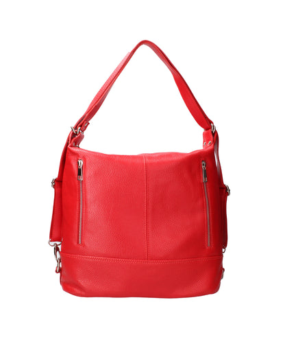 Borsa a spalla convertibile in zaino da donna In Vera pelle | Viola Castellani | VC220713523FBG-D58_ROSSO_FUOCO