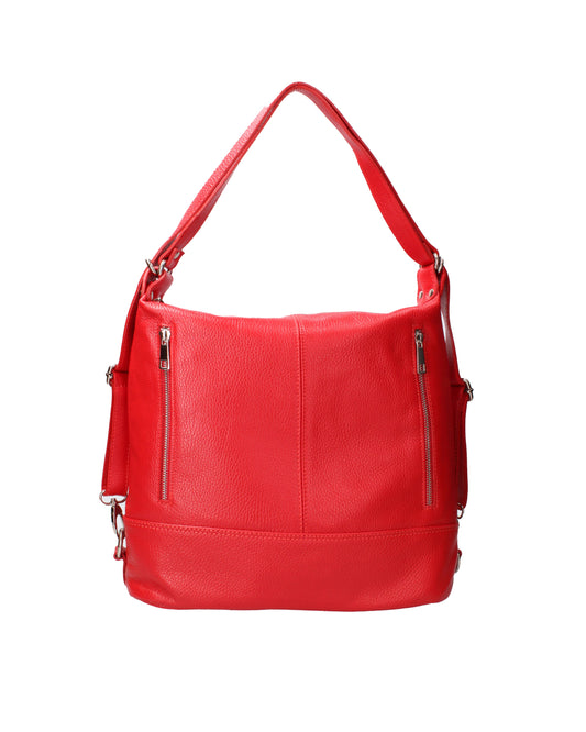 Borsa a spalla convertibile in zaino da donna In Vera pelle | Viola Castellani | VC220713523FBG-D58_ROSSO_FUOCO