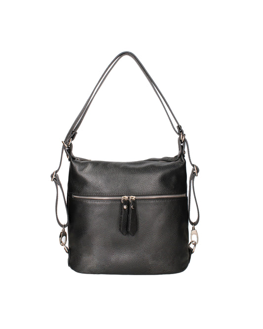 Borsa a spalla convertibile in zaino da donna In Vera pelle | Viola Castellani | VC220713623FBG-D28_NERO