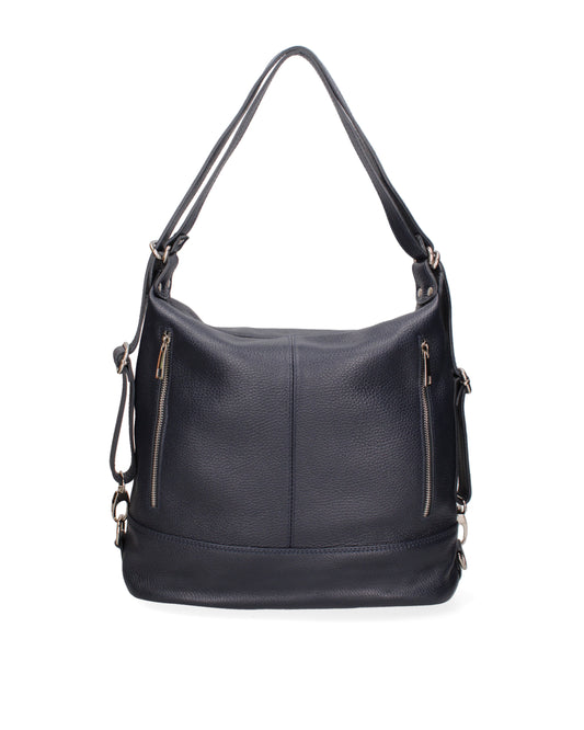 Borsa a spalla convertibile in zaino da donna In Vera pelle | Viola Castellani | VC220713523FBG-D26_BLU_NOTTE