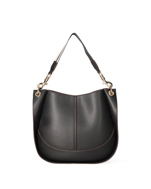 Borsa a spalla da donna 100% recycled leather | Viola Castellani | VC220722423FBG-Nero
