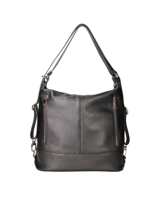 Borsa a spalla convertibile in zaino da donna In Vera pelle | Viola Castellani | VC220713523FBG-D28_NERO